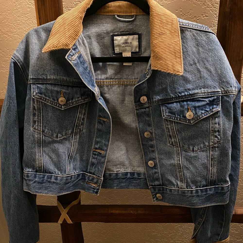 Forever 21 Crop Jean Jacket Corduroy